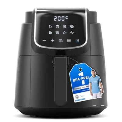 Abbildung von Midea Heißluftfritteuse 4L XL Air Fryer mit LED Touchscreen, [35 200C8 KochfunktionenSpülmaschinenfest41 Rezepte]Backen, Grillen, Auftauen, Schüttelalarm HeatXpress Technologie 90% weniger Öl
