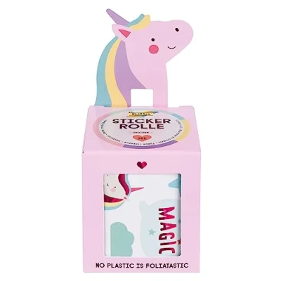 Abbildung von folia 27102 Stickerrolle UNICORN, Sticker Set mit 352 Aufklebern, 4 m lang verschiedenen selbstklebenden Motiven