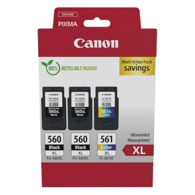 Abbildung von Canon Originaltinte PG 560XL x 2 / CL 561XL (3 Tintenpatronen; 2X Schwarz + 1x Farbe) Multipack