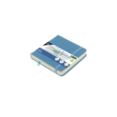 Abbildung von Skizzenbuch Kangaro 12x12cm Sky Blue PU Hardcover 80 Blatt 140 Gramm cremefarbenes Papier mit Gummiband und Band