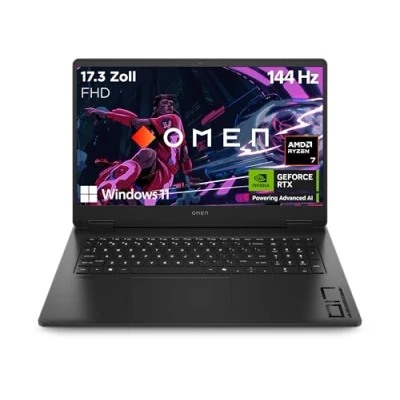Abbildung von HP Omen Gaming Laptop, 17,3 Zoll FHD Display 144 Hz, AMD Ryzen 7 8845HS, 16 GB DDR5 RAM (2x8 GB), 1TB SSD, NVIDIA GeForce RTX 4060 (8 QWERTZ, Windows 11 Home, Shadow Black