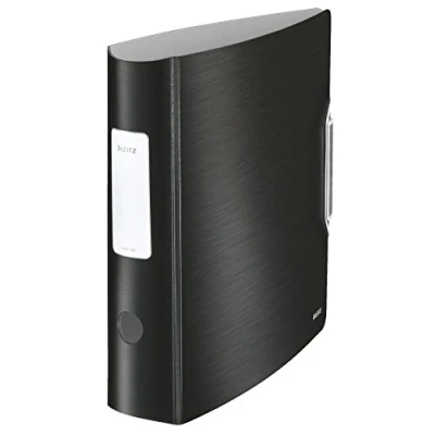 Abbildung von Leitz Qualitäts Ordner 180 Active Style, A4, Satin Schwarz, Abgerundeter Rücken mit 8,2 cm Rückenbreite, Gummibandverschluss, Leichtes Polyfoam, 11080094