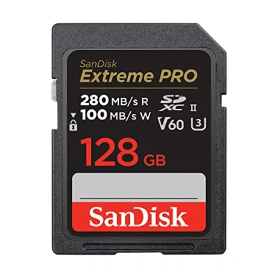 Abbildung von SanDisk Extreme PRO SDXC UHS II Speicherkarte V60 128 GB (280 MB/s, 6K, 4K UHD, U3, C10, Rescue Deluxe)
