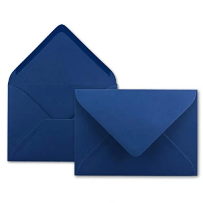Abbildung von 50x Brief Umschläge in Nacht Blau/Dunkelblau 80 g/m² Kuverts DIN B6 Format 12,5 x 17,6 cm Nassklebung ohne Fenster