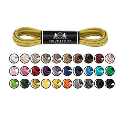 Abbildung von Mount Swiss Luxury Schuhbänder I Wasserabweisende und reißfeste Schnürsenkel rund ø 2 3 mm aus feiner Baumwolle/gewachst Farbe: Mustard, Länge: 100 cm