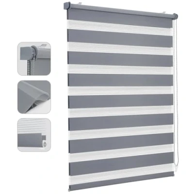 Abbildung von Sekey Doppelrollo Klemmfix ohne Bohren für Fenster, 80 cm breit, Duo Rollo Jalousie Sonnenschutz, 80x130cm, Grau