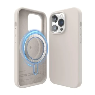 Abbildung von elago Magnetische Silikonhülle Kompatibel mit iPhone 14 Pro Hülle (6.1&quot;), MagSafe Alles Zubehör, Eingebaute Magnete, Premium Flüssigsilikon, Schutzhülle (Taupe)