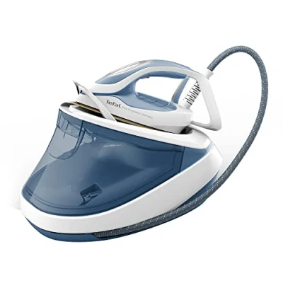 Abbildung von Tefal GV9710 Pro Express Ultimate Dampfbügelstation 7,6 Bar Dampfdruck konstante Dampfabgabe: 155 g/Min. Dampfstoß: 580 ohne Einstellungen vertikale Dampffunktion Weiß/Blau