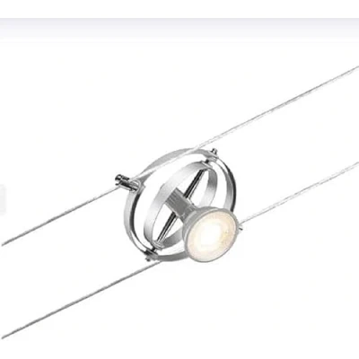 Abbildung von Paulmann 94437 CorDuo Seilsytem Einzelspot Cardan DC max.10 Watt Seilleuchte erweiterbar Chrom matt Kunststoff GU5,3 Drahtseilsystem ohne Leuchtmittel