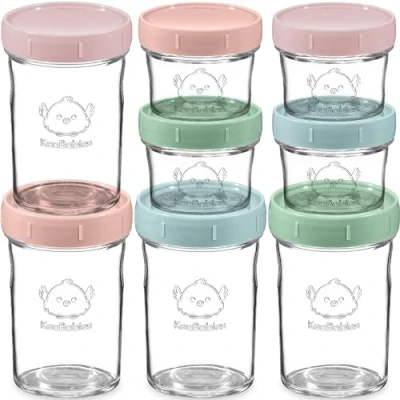 Abbildung von 8 Pack Babybrei Einfrieren Behälter Glas Beikost Baby Zubehör, Mikrowellen Behälter, Lecksicher Babynahrung aufbewahrung (Musk Dusk)