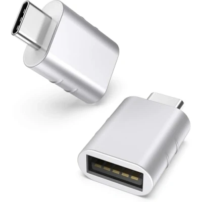 Abbildung von Syntech USB C Adapter auf 3.0 (2 Stücke) OTG Typ Thunderbolt 4/3 to USB3 Kompatibel mit iPhone 16 Pro Max MacBook Air 2021 iPad Mini Surface Galaxy Huawei und mehr,Silber