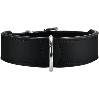Abbildung von HUNTER BASIC Hundehalsband, beschichtetes Spaltleder, Kunstleder, schlicht, robust, witterungsbeständig, 55 (M), schwarz