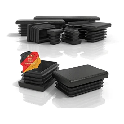 Abbildung von PD® Lamellenstopfen 35x20 mm für Vierkantrohr Endkappen Rechteckig aus PE Kunststoff Rohrstopfen zur Rohrabdeckung von Stahlrohr, Edelstahlrohr, Alurohr &amp; Aluprofil Rechteckstopfen 4 Stück
