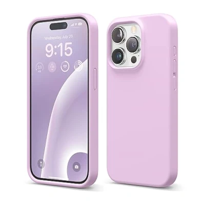 Abbildung von elago Schutzhülle aus Flüssigsilikon, kompatibel mit iPhone 15 Pro, Premium Qualität, Rundumschutz [stoßfeste Struktur 4 Schichten], weiches Mikrofaserfutter, Kratzfest (Hellviolett)