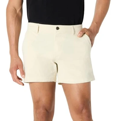 Abbildung von Amazon Essentials Herren 13 cm Flatfront Chinoshorts mit hohem comfort in schmaler Passform (zuvor Goodthreads), Gebrochenes Weiß, 28W