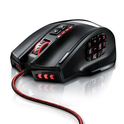 Abbildung von Titanwolf 16400 DPI USB Laser Gaming Mouse 18 Tasten konfigurierbare LED Farb Beleuchtung Avago Sensor MMO inkl. Software programmierbare bis zu 30G Beschleunigung