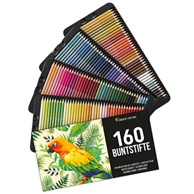 Abbildung von Zenacolor 160 Buntstifte (Nummeriert) Einfach aufzubewahren Professionelles Set Holzstifte Ideal für Malbücher, Skizzenbücher
