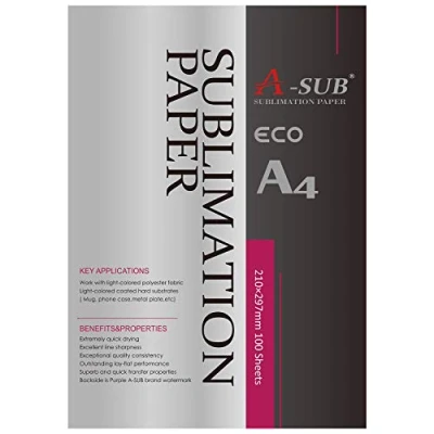 Abbildung von A SUB Sublimationspapier A4, 210 x 297 mm, 100 Blatt, kompatibel mit EPSON, SAWGRASS, RICOH, Brother Sublimationsdruckern