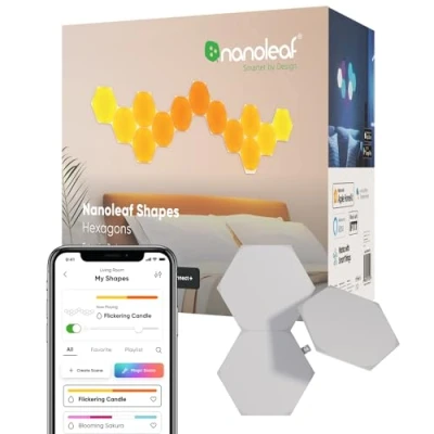 Abbildung von Nanoleaf Shapes Hexagon Erweiterungspack, 3 zusätzliche LED Panels Smarte Modulare RGBW WLAN 16 Mio. Farben Wandleuchte Innen, Musik &amp; Bildschirm Sync, Funktioniert mit Alexa, Deko Gaming