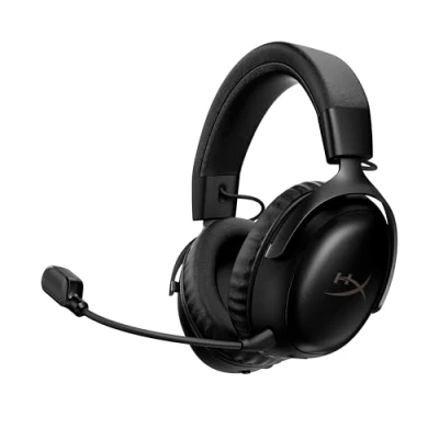 Abbildung von HyperX Cloud III S Kabelloses Gaming Headset, Multiplattform, 2,4 GHz, Bluetooth, Akkulaufzeit bis zu 120 Stunden, 53 mm Neigungstreiber, 10 abnehmbares Mikrofon Schwarz