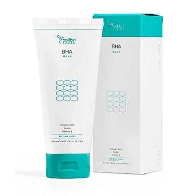 Abbildung von colibri skincare BHA Mask 150 ml Aktivkohle Gesichtsmaske mit 2% Salicylsäure reinigt und verkleinert Poren Hautreinigung für Gesicht gegen Mitesser Totes Meer Salz Made in Germany