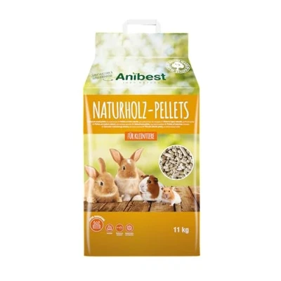 Abbildung von Anibest Kleintierpellets, 100% natürliche Einstreu für Kaninchen, Hamster, Meerschweinchen und Co, saugfähige &amp; geruchsbindende Holzpellets, leicht dosierbare Unterstreu, 11 kg/ 20 l