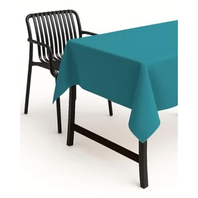 Abbildung von texpot Gartentischdecke 130 x 220 cm in Petrol mit Leinen Optik Lotuseffekt Fleckschutz Bügelfrei Tischdecke