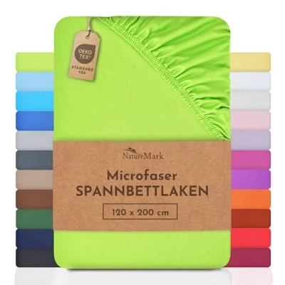 Abbildung von NatureMark Sonderposten!! Mikrofaser SPANNBETTLAKEN zum Sparpreis! viele Größen und Farben Markenware (120x200 cm, Apfel grün)