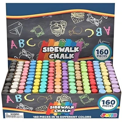 Abbildung von JOYIN 160 Stück straßenmalkreide für Kinder Abwaschbare Set Ungiftige Jumbo Kreide Waschbare for Outdoor Art Play, Painting on Malkreid Tafel, Großpackung