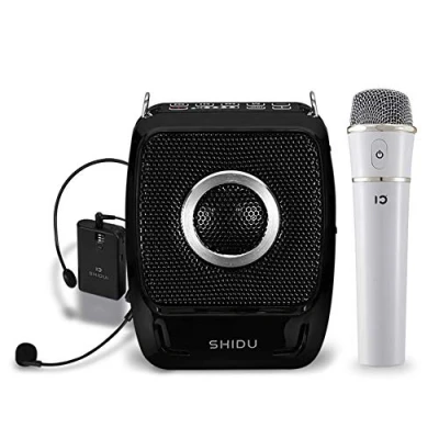 Abbildung von Sprachverstärker Tragbar Stimmverstärker Lautsprecher mit Mikrofons Handheld drahtlos Mikrofon und Headset Bluetooth 4.0 wiederaufladbare Pa Systemfür Karaoke, ehrer, eiseleiter, rainer, oga(25 Watt)