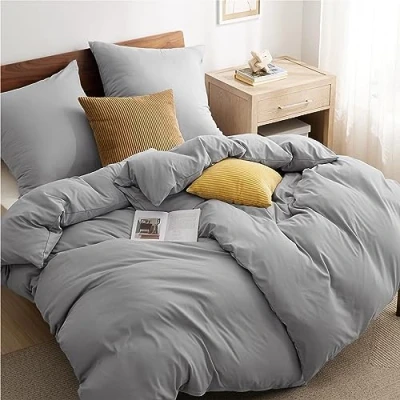 Abbildung von BEDSURE Bettwäsche 135x200 4teilig Grau 2 Bettbezüge cm + Kissenbezüge 80X80 cm, ÖKO TEX Sets Polyester Mikrofaser mit Reißverschluss