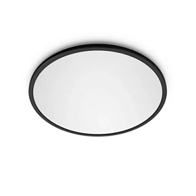 Abbildung von PHILIPS LED SceneSwitch Deckenleuchte (15 W), mit 3 Helligkeitsstufen und warmweißem Licht, energiesparende Raumbeleuchtung EyeComfort, schwarz