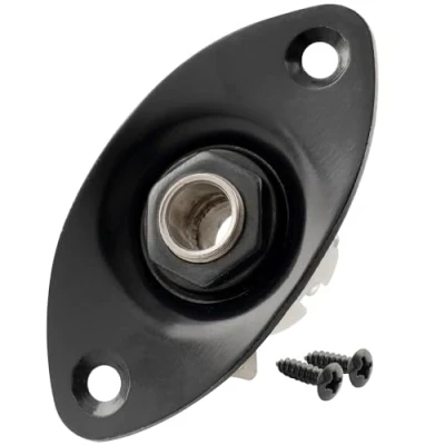 Abbildung von Musiclily 6,35mm Ovale Gitarren Klinkenbuchse Eingang Jack Socket Plate Buchsenplatte für E Gitarre,Schwarz