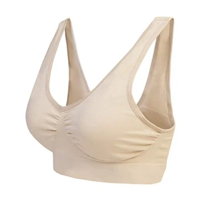 Abbildung von Boolavard ® Sport BH und Wohlfühl Bra nahtlos in Farbe Weiß Schwarz Beige (XXXL: 136 141cm (100B+), Beige)