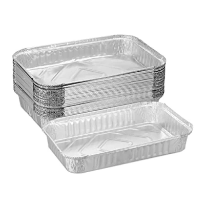 Abbildung von Relaxdays Aluschalen Grill, 25er Set, B x T: 31 21 cm, eckige Grillschalen, Tropfschalen indirektes Grillen, Silber