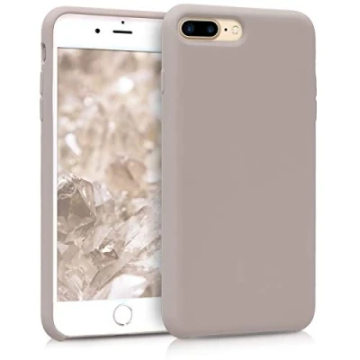 Abbildung von kwmobile Hülle kompatibel mit Apple iPhone 7 Plus/iPhone 8 Plus Silikon Handy Case Handyhülle weiche Oberfläche kabelloses Laden Helltaupe