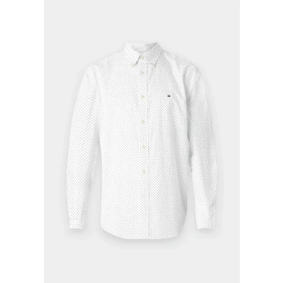 Abbildung von Tommy Hilfiger FLEX Polka DOT Shirt Hemd, Herren, Größe: Large, Optic white/navy