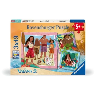 Abbildung von Ravensburger Kinderpuzzle 12004102 Vaiana 2 Auf zu neuen Abenteuern Puzzle für Kinder ab 5 Jahren, 3X 49 Teile