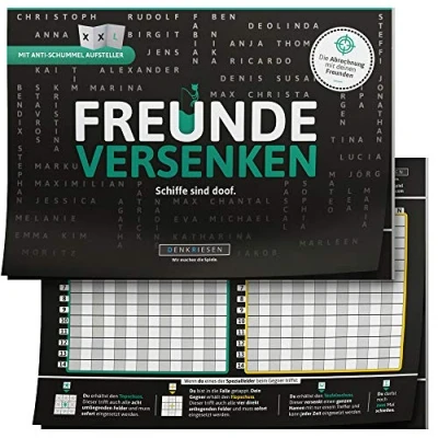 Abbildung von DENKRIESEN Freunde VERSENKEN® A5 Spielblock Ab 8 Jahren 2 Spieler Familienspiel Schiffe Versenken