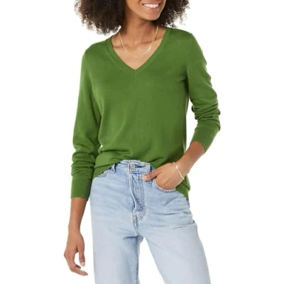 Abbildung von Amazon Essentials Damen Leichter, Langärmeliger Pullover Mit V Ausschnitt, Klassischer Schnitt (Erhältlich In Übergröße), Grün, XS