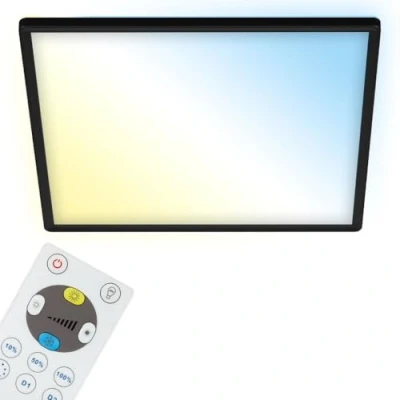 Abbildung von BRILONER LED Deckenlampe flach mit Fernbedienung, indirektes Licht, einstellbar von warmweiß bis kaltweiß, Lampe, Deckenleuchte, Wohnzimmerlampe, Panel, Küchenlampe, 42x42x2,9 cm, Schwarz