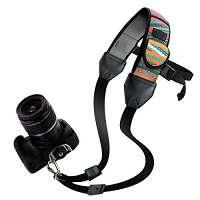 Abbildung von USA Gear Kamera Schultergurt mit Verstellbarem Südwest Neopren, Sicherheitsgurt, Zubehörtasche, Schnellverschluss, Kompatibel Canon, Nikon, Sony und Weiteren DSLR Kameras, Spiegellosen Kameras