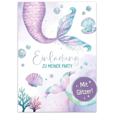 Abbildung von 12 x Einladungskarten Kindergeburtstag A6 &quot;Meerjungfrau&quot; Party Einladungen für Kinder, Geburtstags von Lernfreunde nachhaltig &amp; klimafreundlich