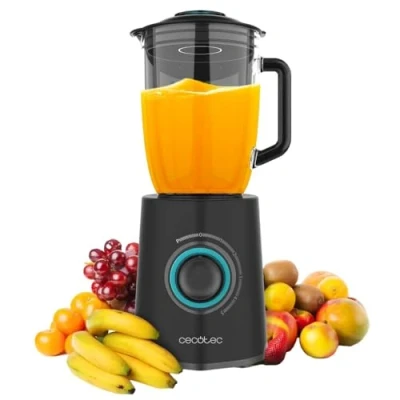 Abbildung von Cecotec Standmixer Power Black Titanium 2300MAX Mix Go. 2300W maximale Leistung, 1,5L Fassungsvermögen, 5 Geschwindigkeiten, 6 Klingen mit schwarzer Titanbeschichtung und hitzebeständiger Krug