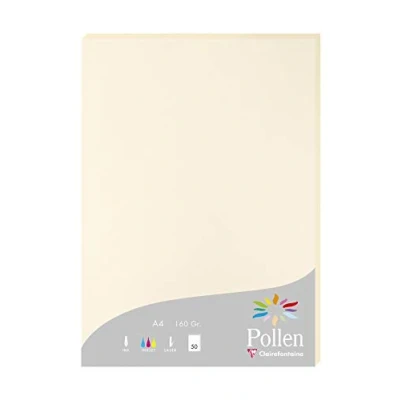 Abbildung von Clairefontaine 14204C Packung mit 50 Blatt Pollen 160g, DIN A4, 21 x 29,7cm, Elfenbein
