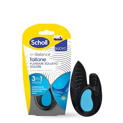 Abbildung von Scholl In Balance Einlegesohlen, Schmerzlinderung, Fersenpolsterung, Fersenentzündung, Achillessehne, Größe L, Unisex.