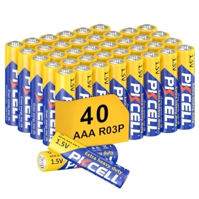 Abbildung von PKCELL AAA Batterien 40 Stück Batterie 1,5V R03P hohe Leistung, Zink Carbon, 10 Jahre Lagerung Einwegbatterien für Fernbedienungen,Telefon,Spielzeug