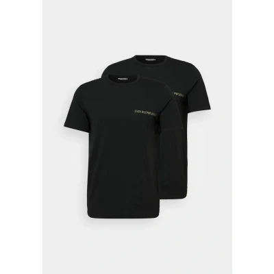 Abbildung von Emporio Armani Underwear Men&#039;s 2 Pack Crew Neck Logo T Shirt, Black/Black, M