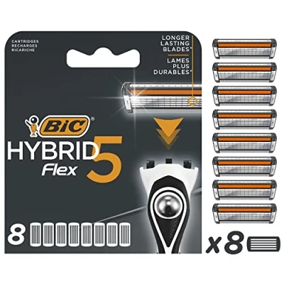 Abbildung von BIC Rasierklingen für Herren Rasierer Hybrid 5 Flex, 8er Nachfüllpack den Nassrasierer mit Titanium Klingen