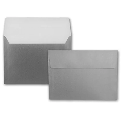 Abbildung von 25x Briefumschläge DIN C5 Silber Metallic 16,2 x 22,9 cm Haftklebung glänzende Kuverts für große Einladungen und Karten zum Geburtstag oder Hochzeit